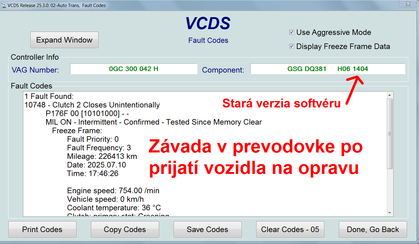 Ukážka jednej z typických závad